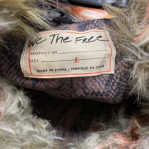 NWT We Free People Cardi Faux FurPlaid Coat Large We the Free - Picture 6 of 8